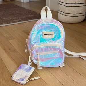 Iridescent Mini Backpack with Coin Pouch - Iridescent Pastel